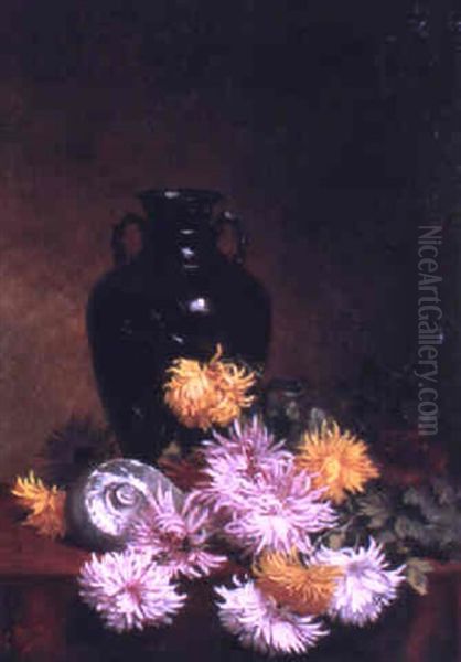 Still Life With Flowers And A Jar Oil Painting by Hubert Bellis