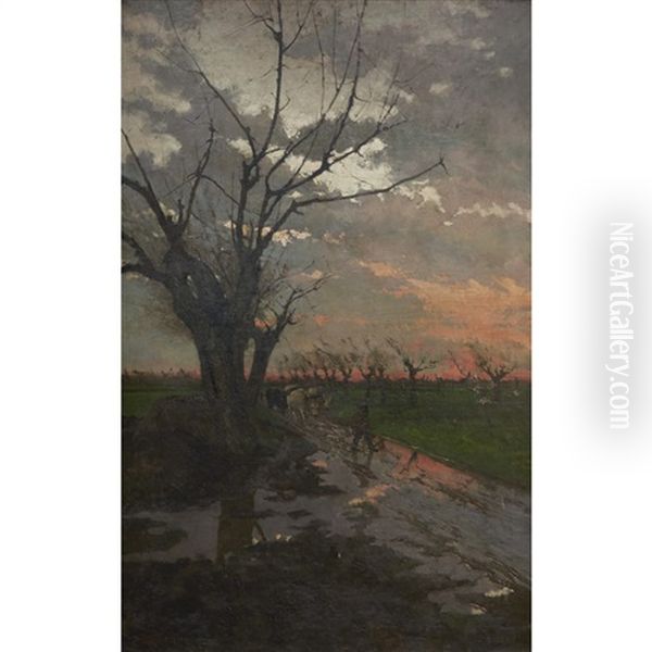 Twilight Landscape Oil Painting by Giorgio Belloni