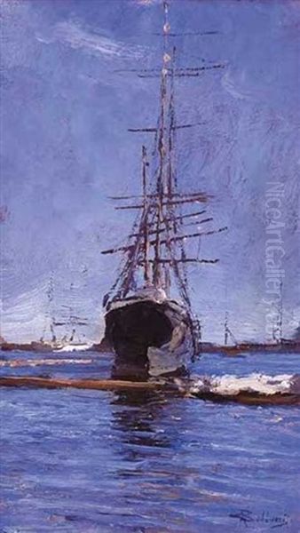 Sailing Ship At Anchor Oil Painting by Giorgio Belloni