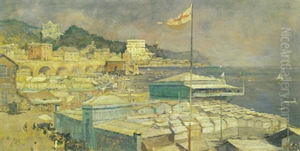 Litorale Di Genova Sturla Oil Painting by Giorgio Belloni