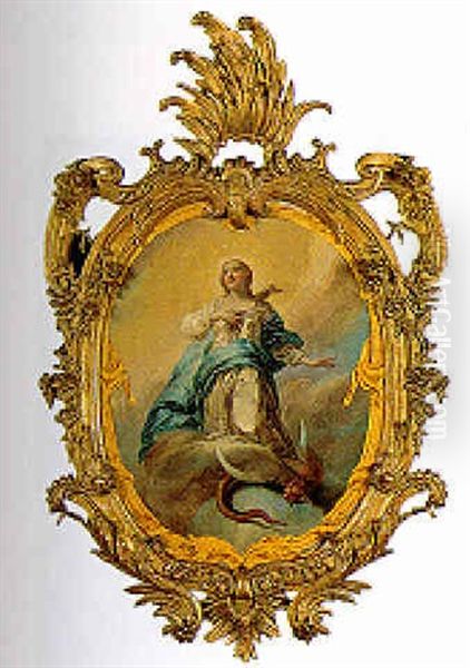 L'immacolata, Entro Fregio 'a Rocaille' Oil Painting by Giuseppe Maria Bellotti