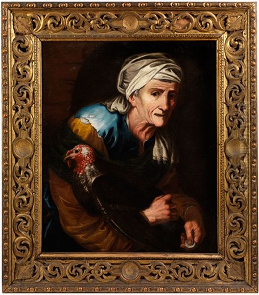 Alte Frau Beim Kauf Eines Truthahns Oil Painting by Pietro Bellotti