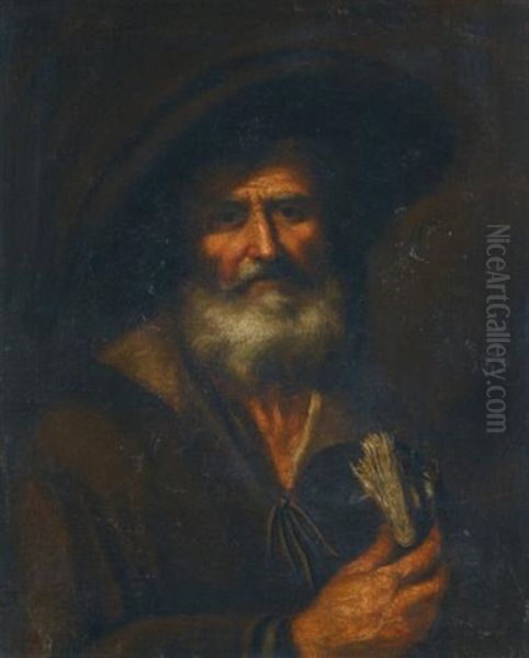 An Old Man Holding A Book Oil Painting by Pietro Bellotti