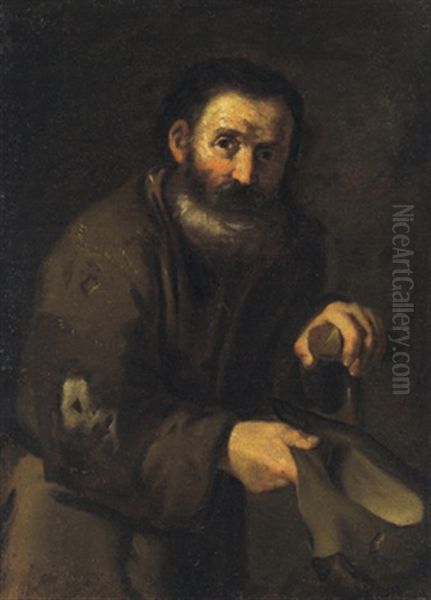 Ritratto Di Un Mendicante Che Si Appoggia Ad Una Cruccia Oil Painting by Pietro Bellotti