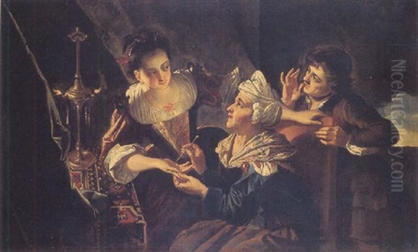 A Fortune Teller Oil Painting by Pietro Bellotti