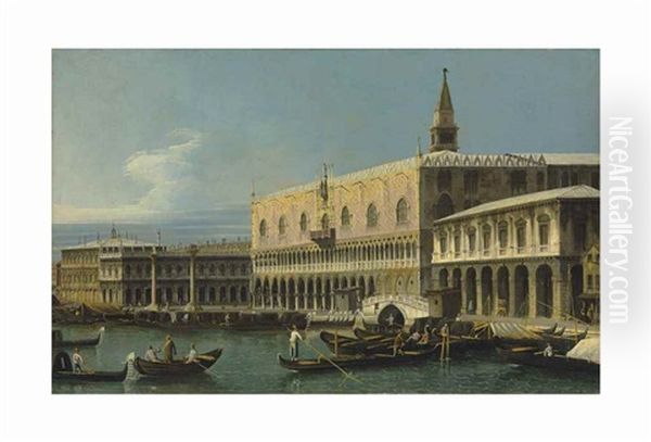 Venice, A View Of The Molo, Looking West, With The Palazzo Ducale And The South Side Of The Piazzetta Oil Painting by Bernardo Bellotto