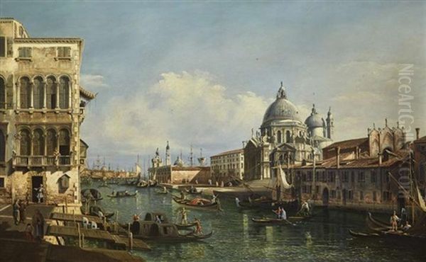 The Grand Canal, Venice, Looking Toward Santa Maria Della Salute Oil Painting by Bernardo Bellotto