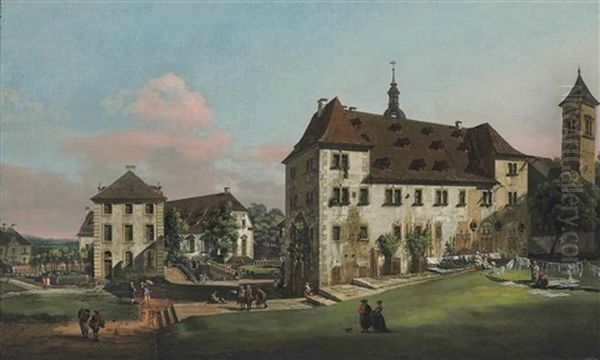 The Courtyard Of The Fortress Of Konigstein With The Magdalenenburg Oil Painting by Bernardo Bellotto