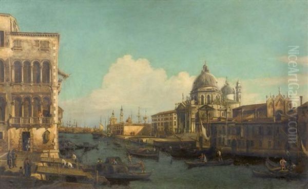 Venise, Vue Du Grand Canal Avec Santa Maria Della Salute Oil Painting by Bernardo Bellotto