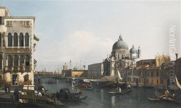 A View Of The Grand Canal: Santa Maria Della Salute And The Dogana From Campo Santa Maria Zobenigo Oil Painting by Bernardo Bellotto