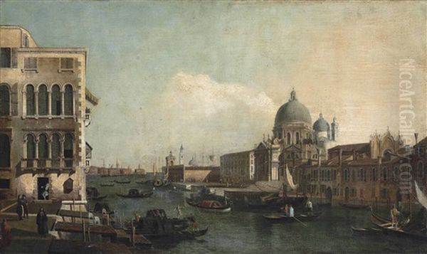 A View Of The Grand Canal, Venice, With Santa Maria Della Salute And The Punta Della Dogana Oil Painting by Bernardo Bellotto