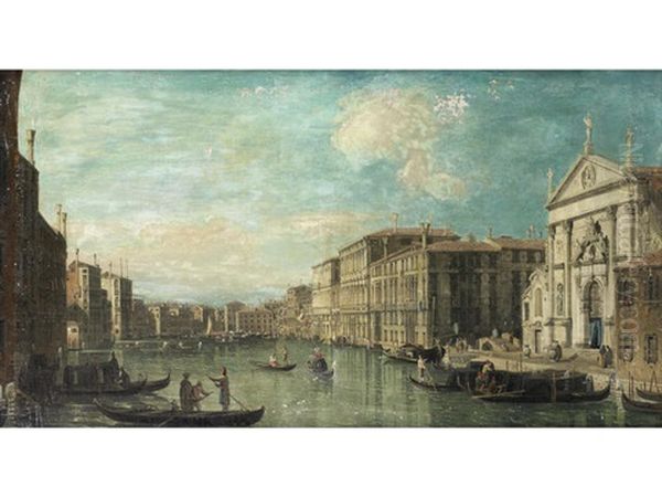 The Grand Canal, Venice, With The Church Of San Stae In The Foreground Oil Painting by Bernardo Bellotto