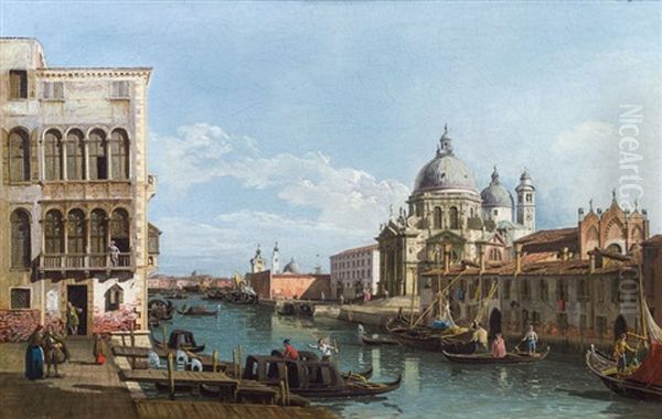 Der Canal Grande Nach Osten Mit Blick Auf Die Kirche Santa Maria Della Salute Oil Painting by Bernardo Bellotto