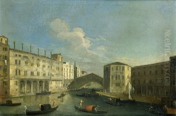 Der Canale Grande Mit Der Rialtobrucke Oil Painting by Bernardo Bellotto