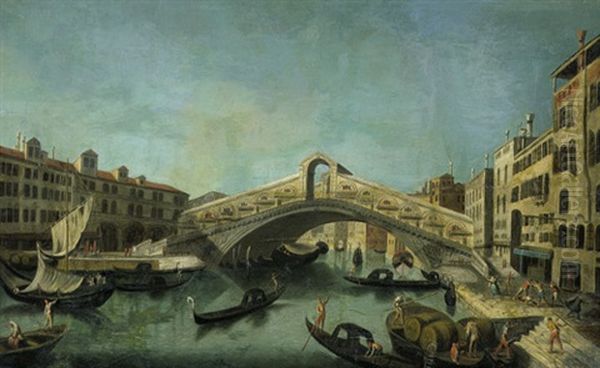 Der Canale Grande Mit Der Rialtobrucke Oil Painting by Bernardo Bellotto