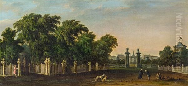 Prachtvolles Schloss In Einem Park Oil Painting by Bernardo Bellotto