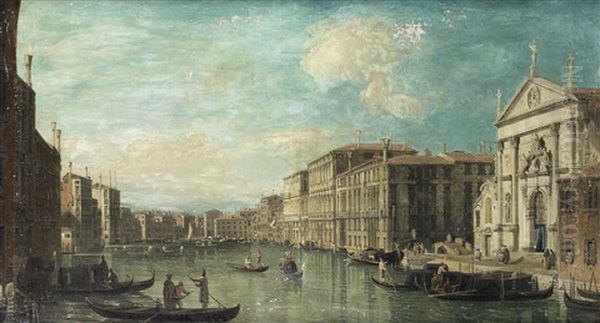 The Grand Canal, Venice, With The Church Of San Stae In The Foreground Oil Painting by Bernardo Bellotto