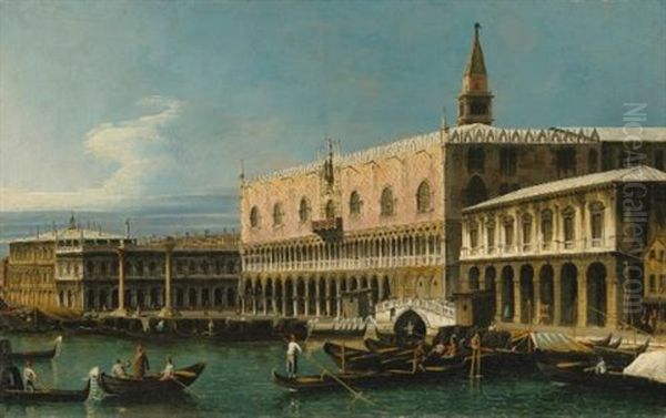 Venice, A View Of The Molo, Looking West, With The Palazzo Ducale And South Side Of The Piazzetta Oil Painting by Bernardo Bellotto