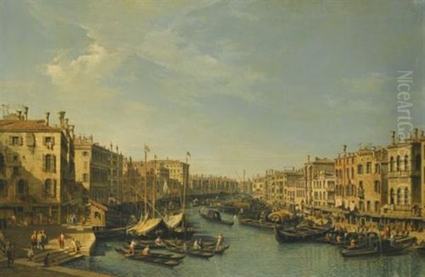 Venice, The Grand Canal: Looking South-west (from The Rialto Bridge To The Palazzo Foscari) Oil Painting by Bernardo Bellotto