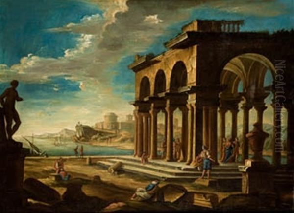 Personajes En Ruinas Clasicas Oil Painting by Bernardo Bellotto