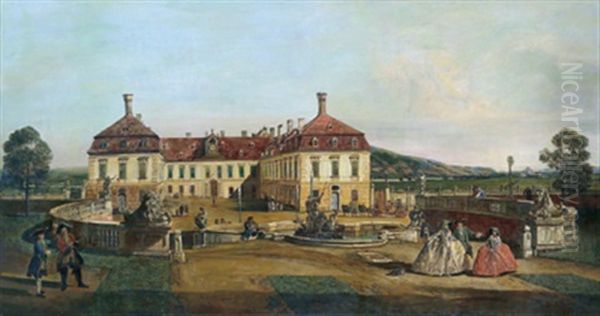 Blick Auf Das Kaiserliche Lustschloss Schlosshof Nahe Wien Oil Painting by Bernardo Bellotto