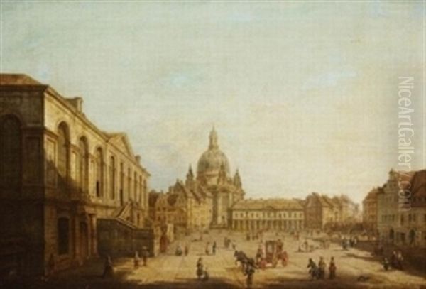 Der Neumarkt In Dresden Vom Judenhof Aus by Bernardo Bellotto