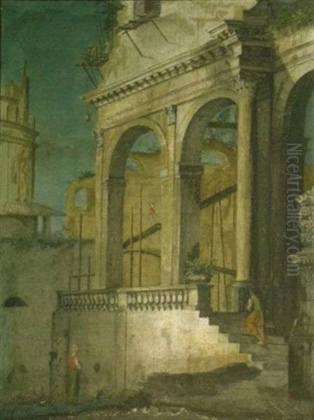 Architectural Capriccio (+ 3 Others; 4 Works) Oil Painting by Bernardo Bellotto