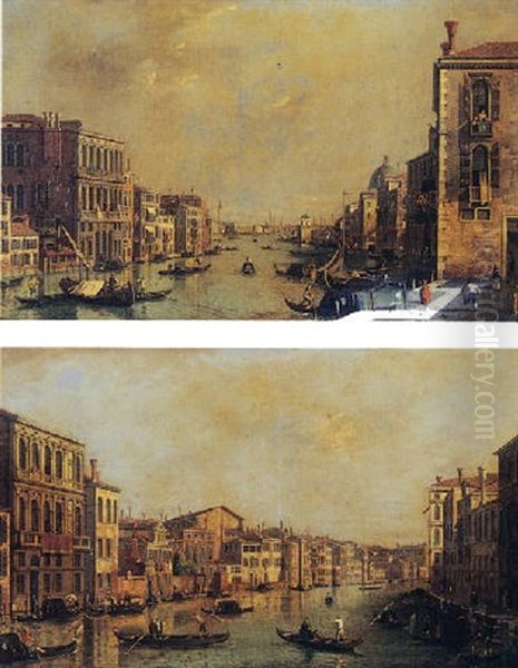 Vue Du Grand Canal A Partir Du Palais Flangini Oil Painting by Bernardo Bellotto