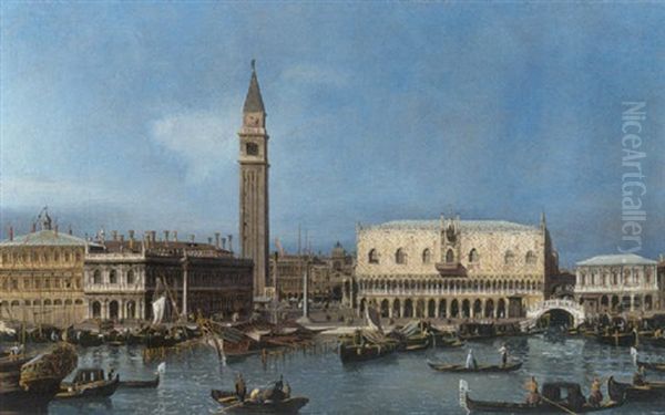 View Of The Molo From The Bacini Di San Marco Oil Painting by Bernardo Bellotto