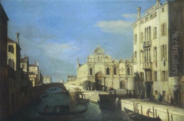 Vue Du Rio Dei Mendicanti Et De La Scuola San Marco Oil Painting by Bernardo Bellotto