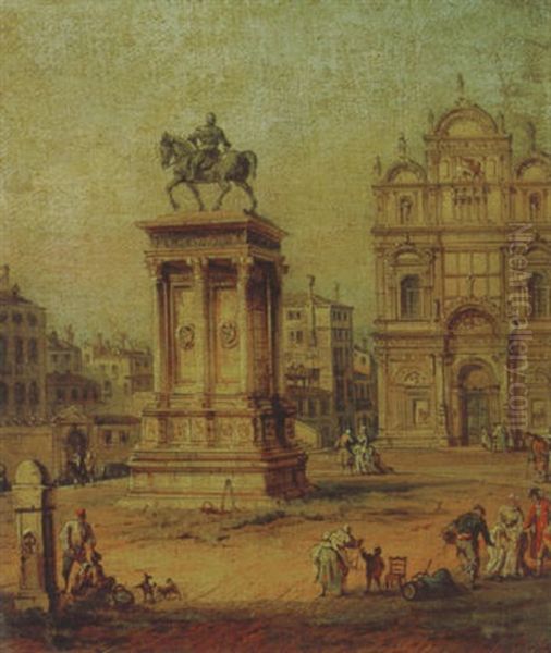 Scoula San Marco And Colleoni Oil Painting by Bernardo Bellotto