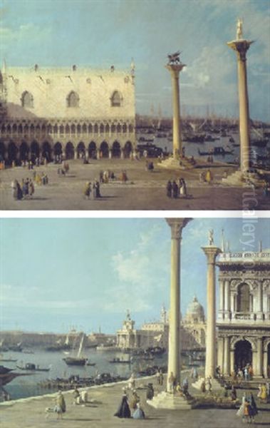 The Piazzetta, Venice With The Doge's Palace, The Columns Of Saint Mark And Saint Theodore, The Riva Degli Schiavoni And The Bacino Di San Marco Oil Painting by Bernardo Bellotto