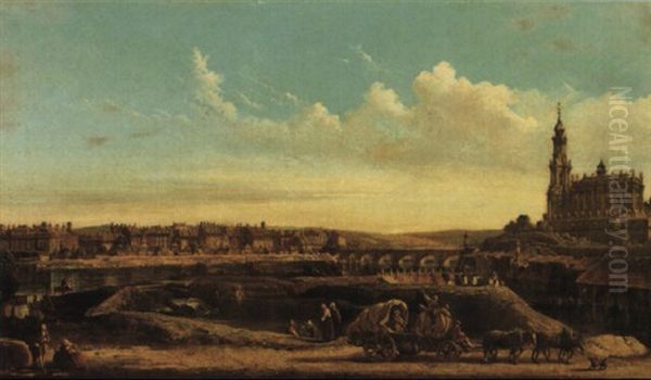 Ansicht Von Dresden Oil Painting by Bernardo Bellotto