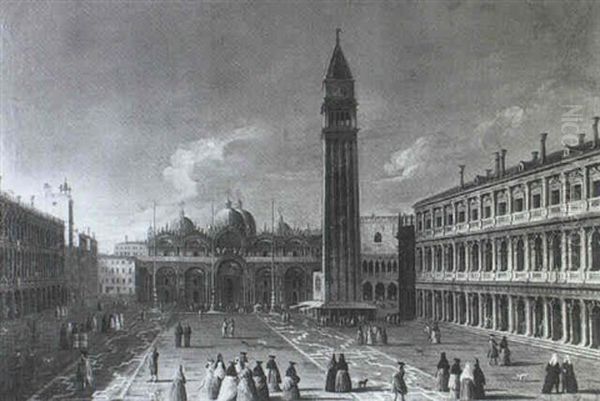 Piazza San Marco Mit Blick Auf Die Markuskirche Oil Painting by Bernardo Bellotto