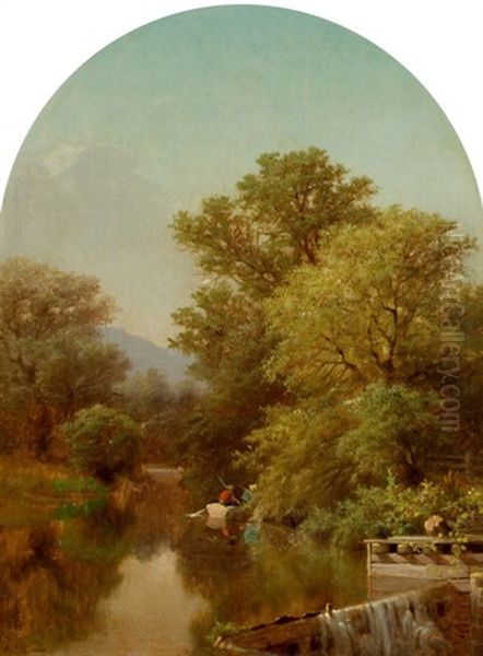 River Landscape Oil Painting by Albert Fitch Bellows