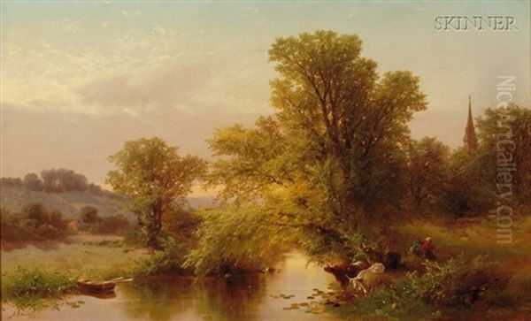 Afternoon On The River Oil Painting by Albert Fitch Bellows