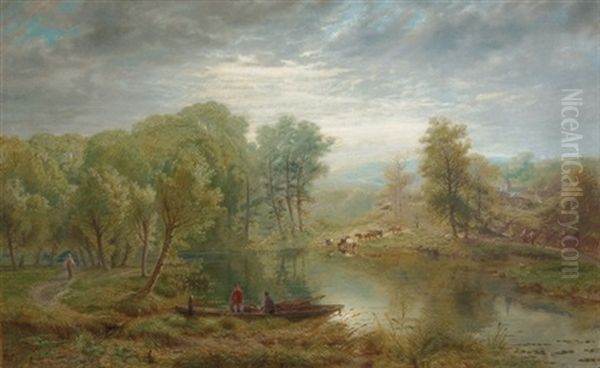 Activities Along The River Oil Painting by Albert Fitch Bellows