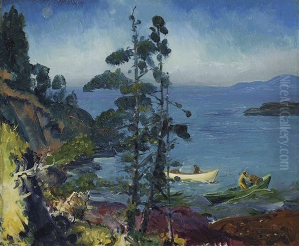 Evening Blue (tending The Lobster Traps. Early Morning) Oil Painting by George Bellows