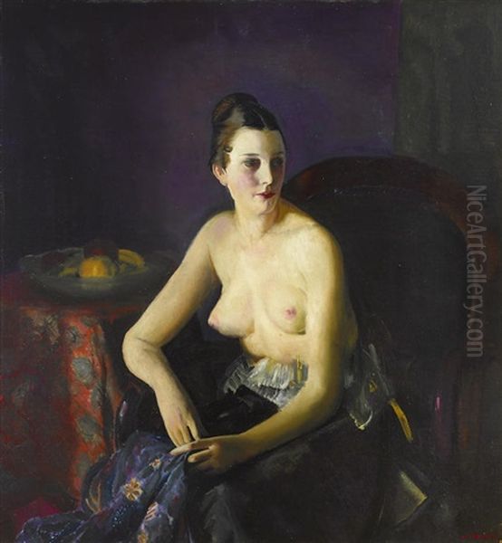 Nude Girl With Fruit Oil Painting by George Bellows