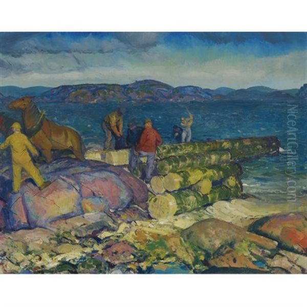 Dock Builders Oil Painting by George Bellows