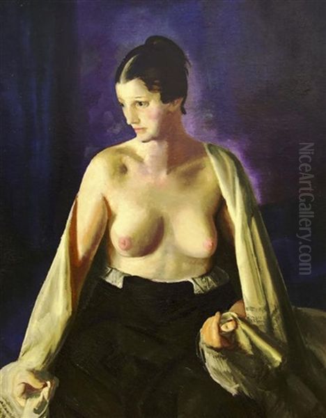 Nude With The White Shawl Oil Painting by George Bellows