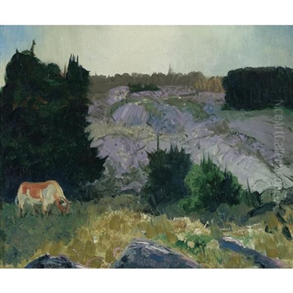 Edge Of The Pasture - Glow Of The Sun Oil Painting by George Bellows