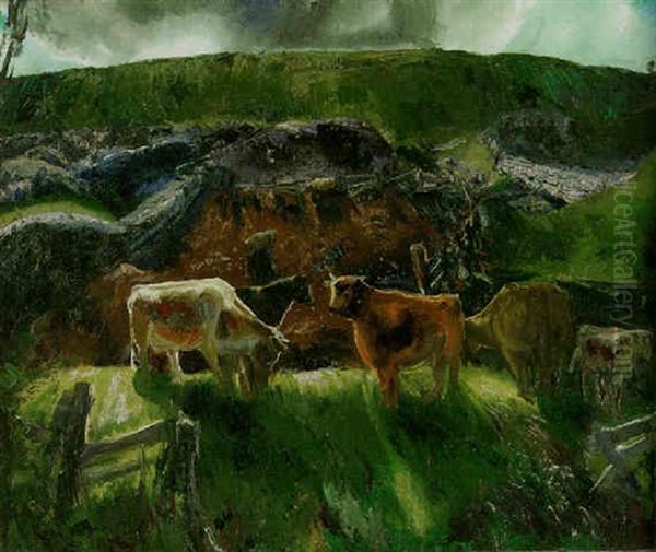 Cattle And Pig Pen Oil Painting by George Bellows