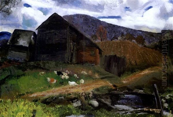 Old Barn In Shady Valley Oil Painting by George Bellows