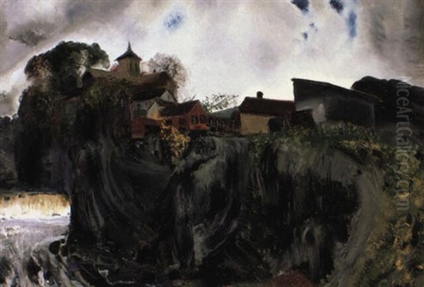 Cliffs At Eddyville Oil Painting by George Bellows