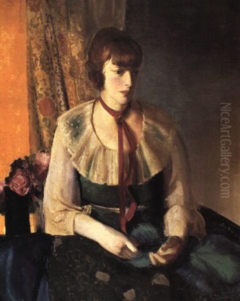 Lady In Green Dress Oil Painting by George Bellows