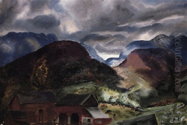 Snow Capped Mountains Oil Painting by George Bellows