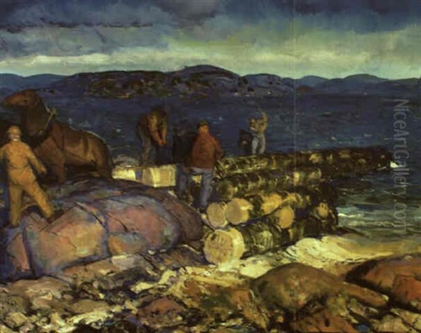 Dock Builders Oil Painting by George Bellows