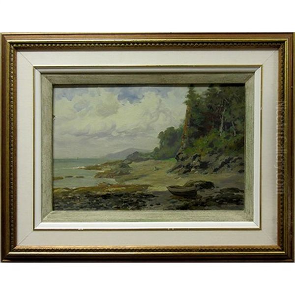 Coastal Scene With Figure And Boat Oil Painting by Frederic Marlett Bell-Smith