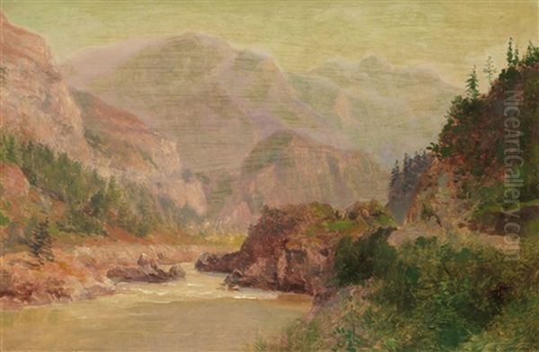 Valley Of Siwash Creek (near Yale) Oil Painting by Frederic Marlett Bell-Smith